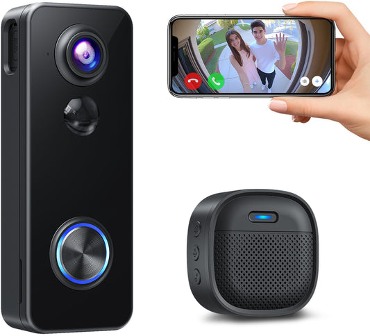 XTU J9 Plus 180° Head-to-Toe View Doorbell, Two-Way Talk, Local & Cloud Storage, Alexa & Google Home Compatible