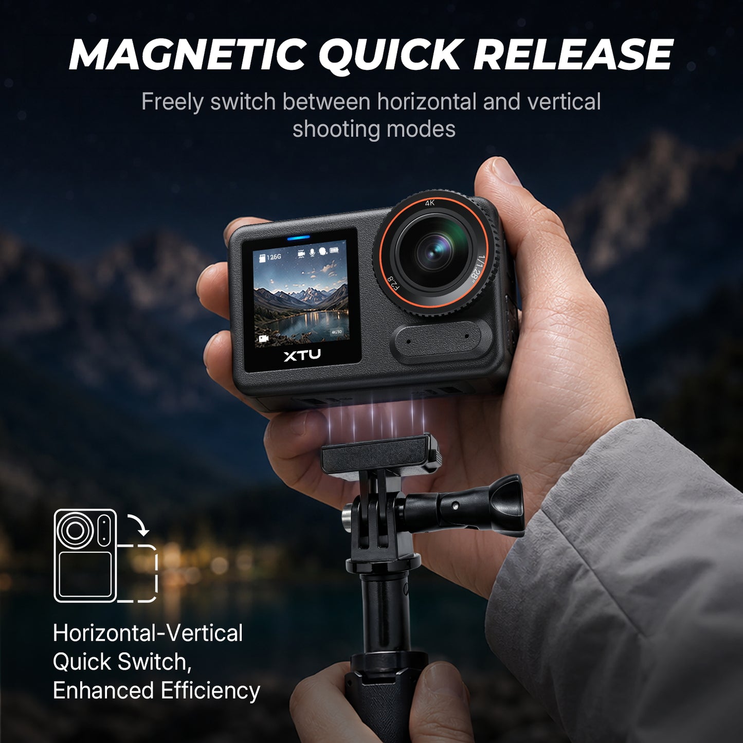 XTU S7 PRO MAX Action Camera, 1/1.28" Sensor, 50MP, 4K 50FPS HDR | AI ISP, 14-stop dynamic range, Stabilization 5.0 and night vision deliver clear, stable footage in any light.