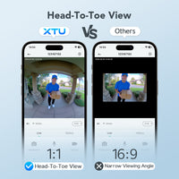 XTU J9 Plus 2K Wireless Video Doorbell Camera | Battery-Powered Smart Doorbell with Two-Way Audio & 180° Head-to-Toe View