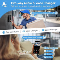 XTU J10 Wireless Video Doorbell Camera with Chime | 2K Smart Battery Doorbell, Alexa Compatible