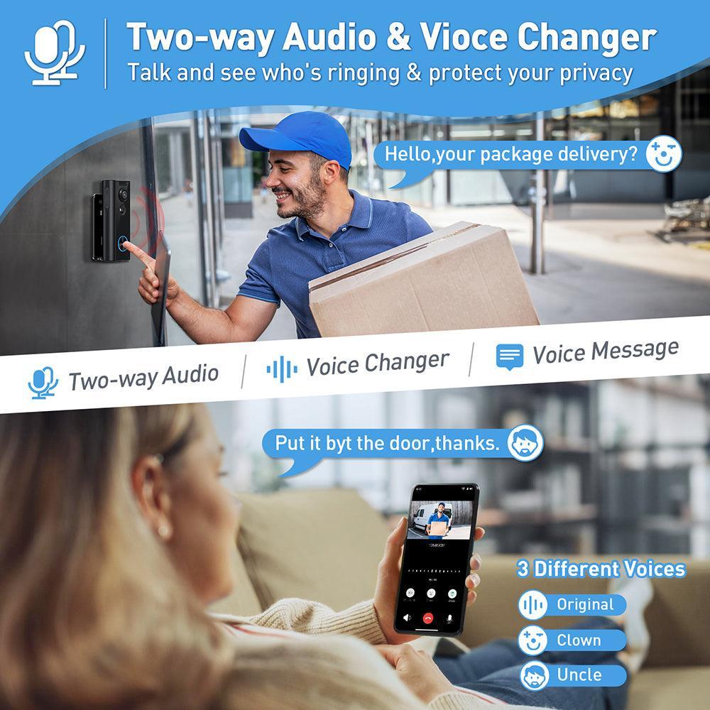 XTU J10 Wireless Video Doorbell Camera with Chime | 2K Smart Battery Doorbell, Alexa Compatible