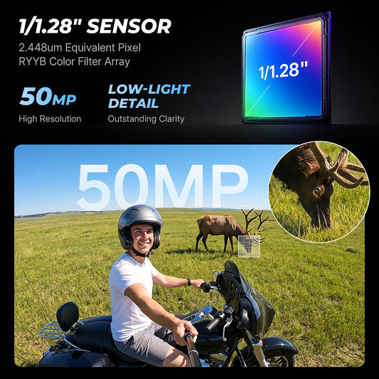 XTU S7 PRO MAX Action Camera, 1/1.28" Sensor, 50MP, 4K 50FPS HDR | AI ISP, 14-stop dynamic range, Stabilization 5.0 and night vision deliver clear, stable footage in any light.