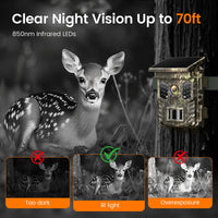 XTU SV-TCQSW Solar WiFi Trail Camera with Bluetooth, 64MP 4K Wildlife Game Camera, 0.2s Motion Activated Trigger, Low-Glow IR Night Vision