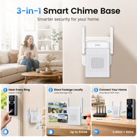 XTU J11 3K 5MP Doorbell Camera Wireless, No Monthly Fee, Smart Chime Base
