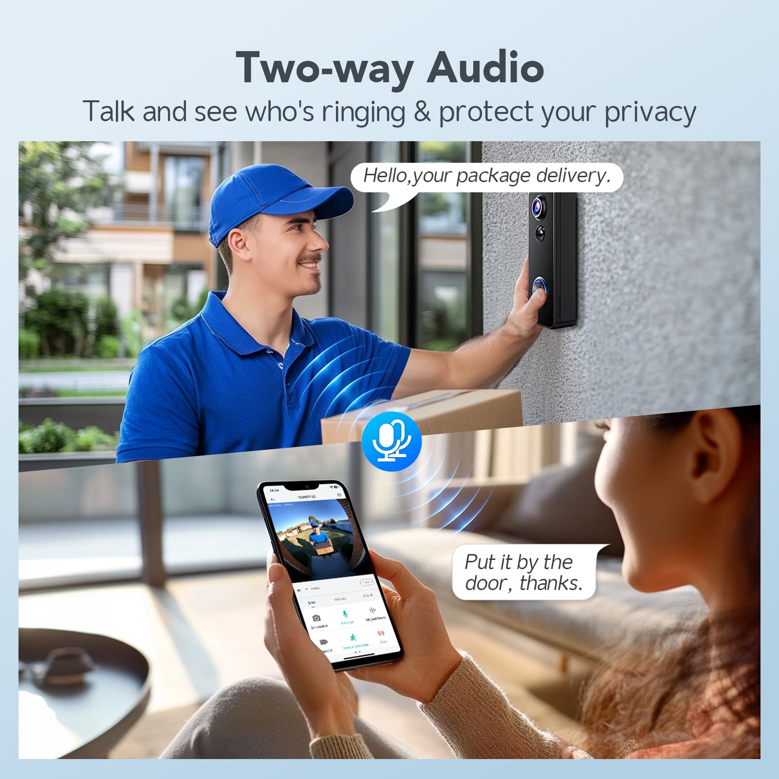 XTU J9 Plus 2K Wireless Video Doorbell Camera | Battery-Powered Smart Doorbell with Two-Way Audio & 180° Head-to-Toe View