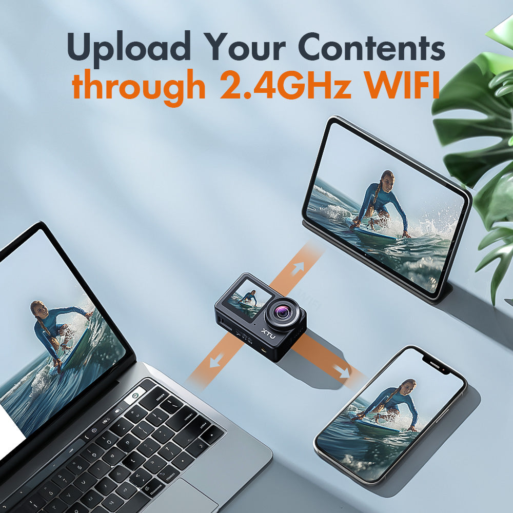 Caméra d'action XTU S6 4K30fps avec stabilisation d'image et carte SD 64G