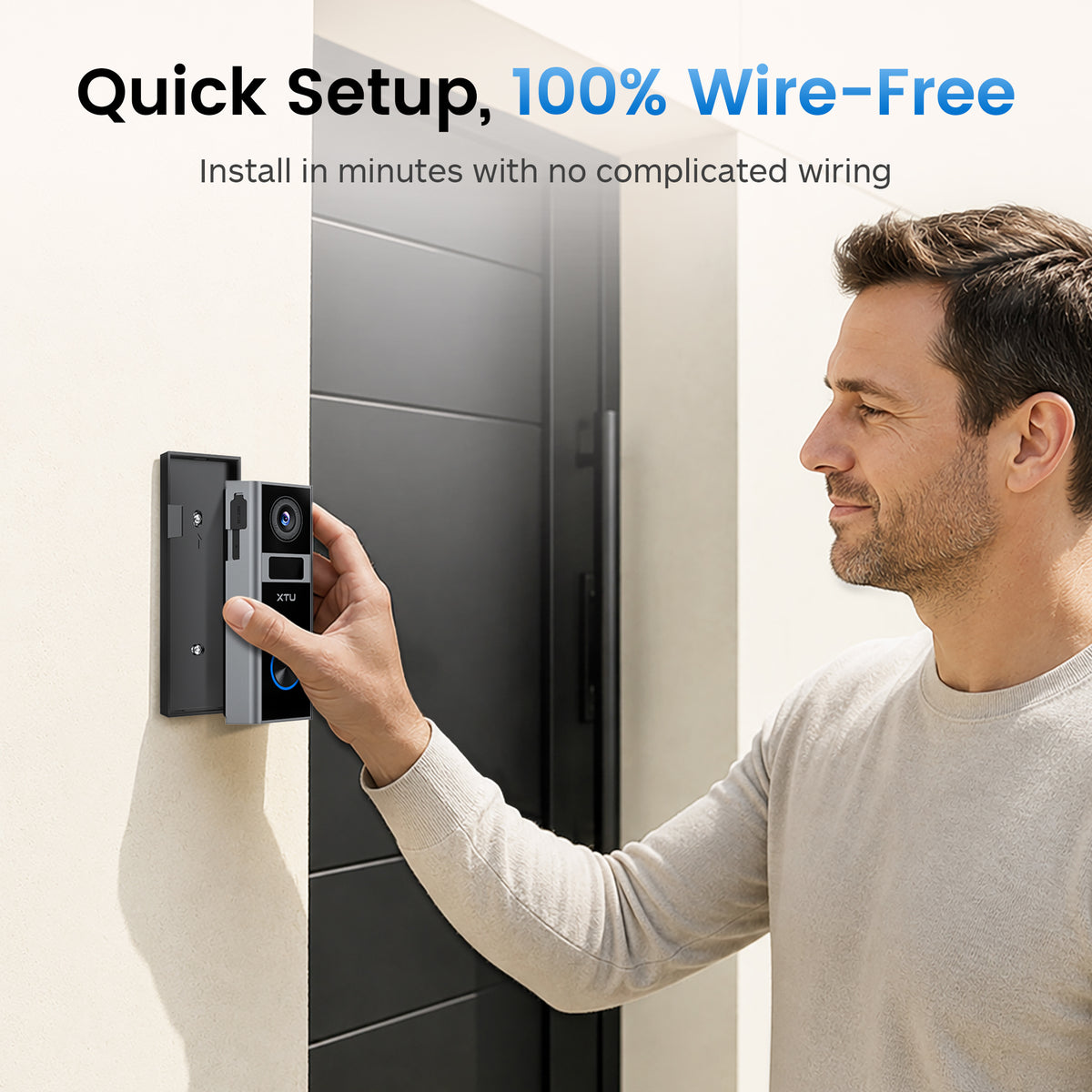 XTU J11 3K 5MP Doorbell Camera Wireless, No Monthly Fee, Smart Chime Base