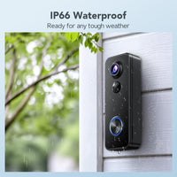 XTU J9 Plus 2K Wireless Video Doorbell Camera | Battery-Powered Smart Doorbell with Two-Way Audio & 180° Head-to-Toe View