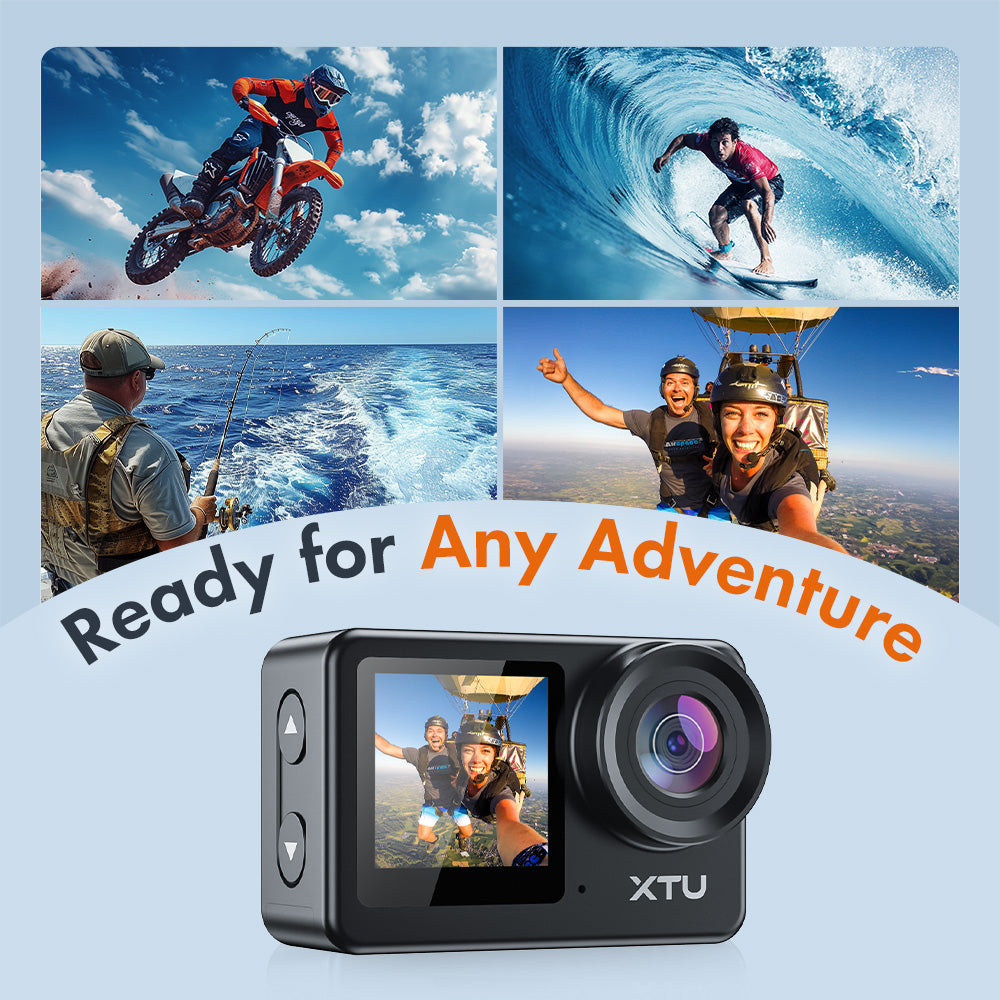 Caméra d'action XTU S6 4K30fps avec stabilisation d'image et carte SD 64G
