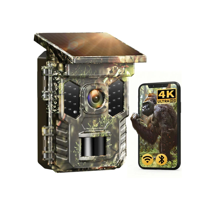 XTU Solar WiFi Trail Camera Bluetooth 64MP 4K Wildlife Game Camera 0.2s Motion Activated Trigger Low Glow IR Night Vision IP66 Waterproof