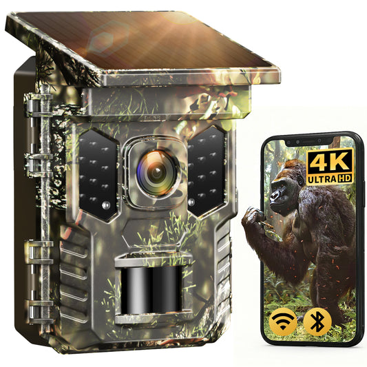 XTU Solar Trail Camera WiFi & Bluetooth, 64MP 4K Game Camera with Night Vision, 0.2s Trigger & Low-Glow IR Night Vision